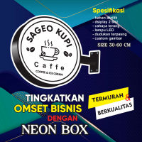 Neon Box Bulat LED Outdoor Dua SIsi Tahan Air 30cm Custom
