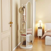 實木全身鏡落地鏡臥室家用可旋轉穿衣鏡掛衣架一體收納儲物試鏡鏡