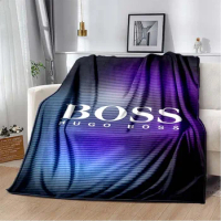 3D-Fashion brand plush warm blanket home sofa bed decoration H-Hugo-Boss logo printed portable gift blanket airdrop
