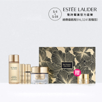 【Estee Lauder 雅詩蘭黛】白金級黑鑽綻光煥顏組(煥顏霜30ml+微導金萃5ml+亮眼精萃5ml+花秘凝露50ml/禮盒)