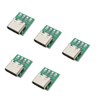 2/5Pcs Type-C USB 3.1 Female Socket Connector 16 Pin Test PCB Board Adapter Socket For Data Wire Cable Transfer