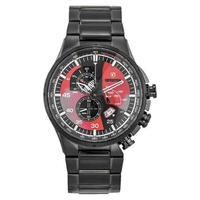 Expedition Chronograph E 6747 MC Jam Tangan Pria Red Dial Black Stainless Steel Strap Tahan Air 10AT