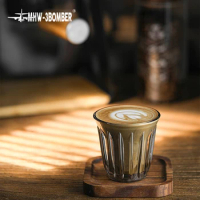 MHW-3BOMBER 160ml Espresso Cups Art Striped Anti-scald Latte Coffee Mugs Set Anti-slip Glass Cup Christmas Gift for Coffee Lover