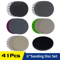 40Pcs 6inch Wet Dry Sanding Disc Assorted Grit Hook Loop Sandpaper 150mm with Interface Pad for Sander Grinder Sanding Polishing