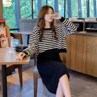 BM - One Set Wanita Necia Dress Cewek Set Sweater Crop & Dress Knit