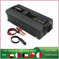 Car Inverter DC12V to AC 220V Voltage Transformer Power Inversor 500W/1500W/2000W/2600W Converter EU Socket Dual USB 50HZ/60HZ