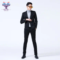 Nightclub New Men Blazer Hair Stylist Fashion Slim Flash Drilling Suit Performance Suits Male Plus Size Singer Stage Costumes