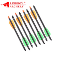 6pcs Linkboy Archery 7.5/15inch Spine350 Crossbow Hunting Carbon Arrow R-9 Hunting Archery Shooting Crossbow