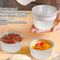 CUP FOIL + TUTUP MIKA ISI 10 PCS - BULAT 3.5 X 6.5 CM - BISA DI OVEN // CUP FOIL TAHAN PANAS ISI 10 