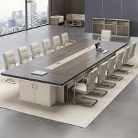 辦公家具大型會議桌長桌簡約現代辦公桌長方形會議室桌椅組合圓角