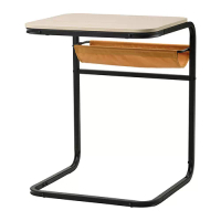 OLSERÖD 邊桌, 碳黑色/樺木紋 深黃色, 53x50 公分
