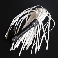 44CM Premium White PU Leather Horse Whip for Horse Training, PU Leather Handle with Wrist Strap