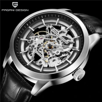 PAGANI Design 2021 Top Brand Fashion Casual Men' Automatic Mechanical Watch Hollow Design Premium Leather Waterproof Alloy Watch