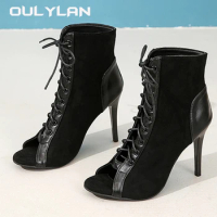 Women's Fish Slim High Hee Sexy Cool l Sandals with Lace up Fashionable Mouth Boots for Dance Parties Ladies dance shoes Spring
