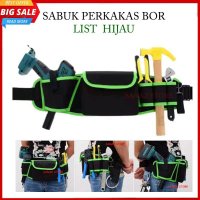 Sabuk Perkakas Bor List Hijau Tas Pinggang Alat Bangunan Mesin Bor Lengkap Multi Fungsi Tolkit untuk