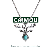 CAIMOU鹿頭項鏈輕奢小眾2021年新款女男潮毛衣鏈吊墜飾品鎖骨鏈子