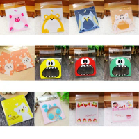 50Pcs 10*10cm Cute Cartoon Animal Big Teech Mouth Monster Plastic Gift Bag Wedding Birthday Cookie Candy Baking Packaging
