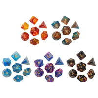 7x Polyhedral Dices Set Bar Toys Multi Sided Dices D4-d20 Acrylic Dices for Card Games Math Teaching Role Playing Board Game
