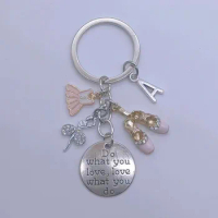A-Z Letter Ballet Dancer Keychain Ballet Girl Dance Shoes Keychain Dance Couple Jewelry Gift