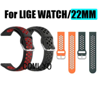 Wrist Band For LIGE Watch Strap Bands Silicone 22mm Bracelet Replacement Belt