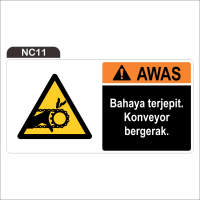 RAMBU BAHAYA TERJEPIT KONVEYOR BERGERAK