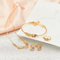 COD 5 PCS KALUNG TITANIUM 1 SET kalung gelang cincin anting anti karat perhiasan anak fashion costum
