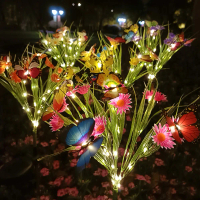 Solar Simulation Flower Lamp 42LEDs Butterfly Daisy Artificial Flower Light 600mAh Home Decor IP65 W