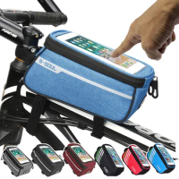 Waterproof Bicycle Pack Nylon Bike Cyling Cell Mobile Phone Bag Case 5.5'' 6'' Bicycle Panniers Frame Front Tube Bag Accessories