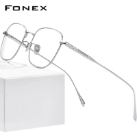 FONEX Pure Titanium Glasses Men Square Eyewear 2020 New Fashion Male Optical Optical Myopia Eyeglasses Frames 8560