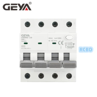 GEYA GYR9NM 4P 3P+N 16A 25A 32A 40A 6KA Electro-Magnetic AC Type RCBO With Over Current Protection 30mA 100mA 300mA