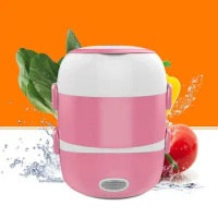 Food Container Lunch Box Stainless Steel Portable Mini Electric Rice Cooker 2/3 Layers Steamer Meal Thermal Heating Warmer