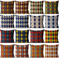 Plaid pattern cushion cover Lingge pillowcase sofa seat car decoration Linen home decoration chair cushion cover 45*45cm 40x40cm