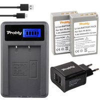 PROBTY 2PCS PS-BLS5 BLS5 BLS-5 Battery + LCD USB Charger For Olympus PEN E-PL2 E-PL5 E-PM2 Stylus 1 1s OM-D E-M10 Mark II Camera