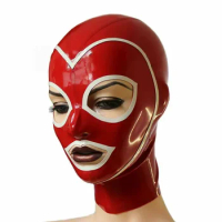 Latex Hood Masquerade fashion Rubber Headgear Stitching Red Cosplay 0.4mm