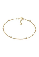 Elli Jewelry Gelang Kaki Wanita Perak 925 Lapis Emas Kristal Putih Minimalis Elegan Hadiah