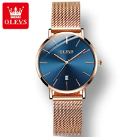 OLEVS 5869 Quartz Fashion Watch Stainless Steel Watchband Round-dial Calendar