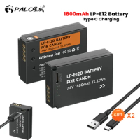 PALO LP-E12 LP E12 LPE12 Battery With Type-C Input Port for Canon EOS M50, EOS M10,M100,M200,100D Kiss X7 Rebel SL1 Camera