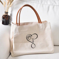 Cute Funny Love Paws Printed Canvas Tote Bag Gift for Paw Lovers Women Lady Casual Beach Shopper Work Bag Book Handbag