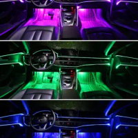 Ambient Decoration Lamp 12V Car Light Interior Ambient Light Fiber Optic Strips Light by App Control DIY Music 8M Fiber Optic