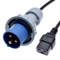IEC309 316P6 to C19 Connector Power cord,Connect Device with IEC C20 Inlet receptacle into 316C6 Outlet ,IPX67,2.5mm wire gauge