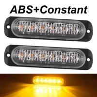 2x Truck 12V 24V 6smd LED Constant Warning Light Grille Lightbar Car Beacon Lamp Amber Yellow White Red BlueTraffic Light ABS