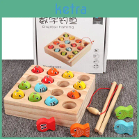 Montessori Wooden Fishing Game With Magnetic Fish And Number Disks For Children