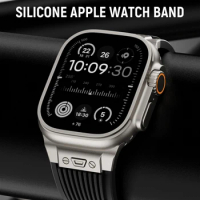 2024 Rubber Sport Strap for Apple Watch Ultra2 Band 49mm 45mm 44 42mm Silicone Watchband for iWatch Series 9 8 7 se 6 5 4 Correa