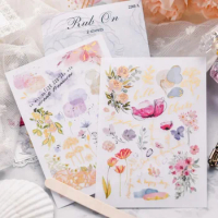 Aesthetic Rub on Stickers Scrapbooking Material Craft Junk Journal Supplies  Flower Butterfly Transfer Junk Journal Stickers