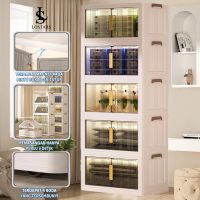 LOSTARS Y6 Rak buku serbaguna dan estetik /Lemari Plastik Lipat/Lemari kabinet lipat tanpa rakit / b