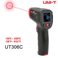 UNI-T Infrared Digital Thermometer UT306S UT306C Laser Thermometer Non-contact Pyrometer Imager Color LCD Light Alarm