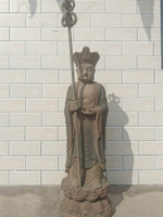 木雕佛像造像擺飾，彩繪工藝，地藏王菩薩，高100厘米法杖高1
