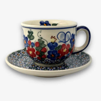 【SOLO 波蘭陶】Vena 波蘭陶 220ML 咖啡杯盤組 蝴蝶花園系列