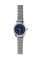 Pierre Cardin Watches Roli Stainless Steel Date Watch With Fluted Bezel In Blue
