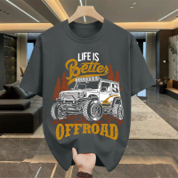Áo T-shirt nam họa tiết Jeep/chữ, cotton, form rộng thoải mái, phong cách trendy